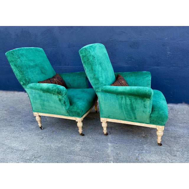 Pair William IV Club Chairs, Style of Howard & Sons For Sale - Image 9 of 11