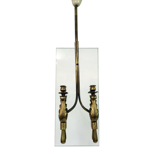Italian Brass and Glass Chandelier, 1950s For Sale - Image 12 of 12