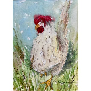 Giclee Print Watercolor Painting of “My Chicken Floppy” For Sale