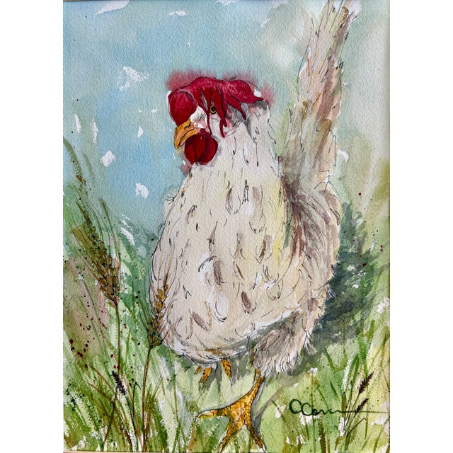 Giclee Print Watercolor Painting of “My Chicken Floppy” For Sale