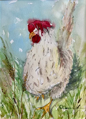 Giclee Print Watercolor Painting of “My Chicken Floppy”