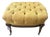 Vintage Louis XVI Style Tufted Gold Ottoman With Brass Paw Feet For Sale