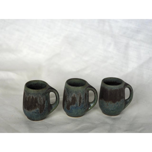 Early 20th Century Early 20th French Denbac Miniature Flamed Stoneware Art Nouveau Mugs- Set of 3 For Sale - Image 5 of 8