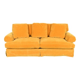 Baker Furniture Contemporary Yellow Velvet Upholstered Sofa For Sale