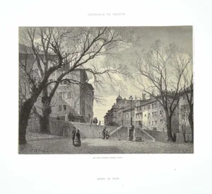 Antonio Fontanesi, interior Geneva Bourg De Four, 1854, Lithograph