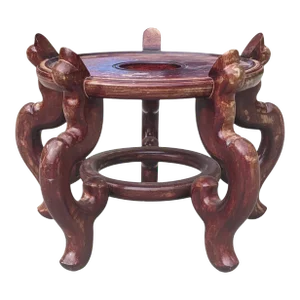 Vintage Asian Antique Wooden Fishbowl Planter Stand