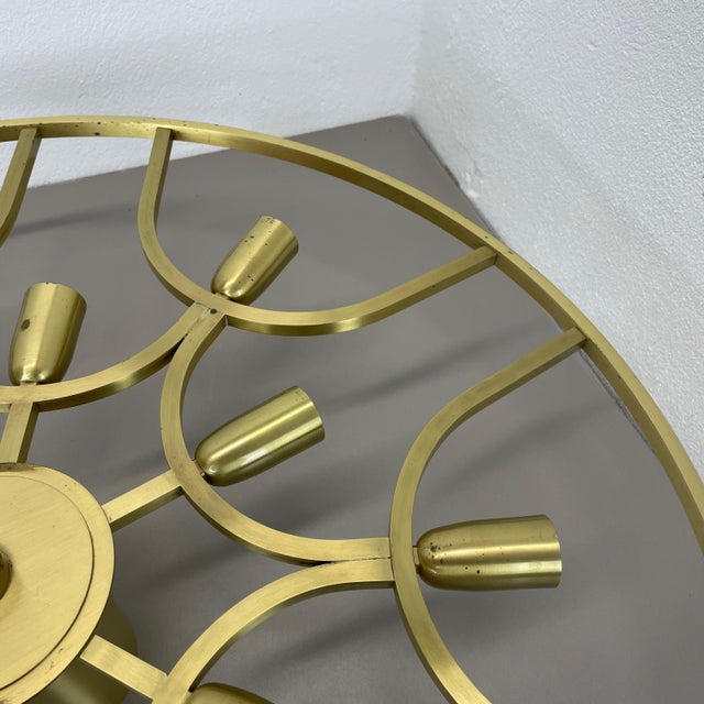 Large Brass Flush Mount in the style of Stilnovo, Italy, 1960s For Sale - Image 10 of 18