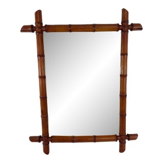 Large 19th Century Antique French Faux Bamboo Wall Mirror For Sale