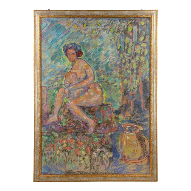 Sirio Pellegrini, Nude under the Tree, Mixed Media, 1960s For Sale