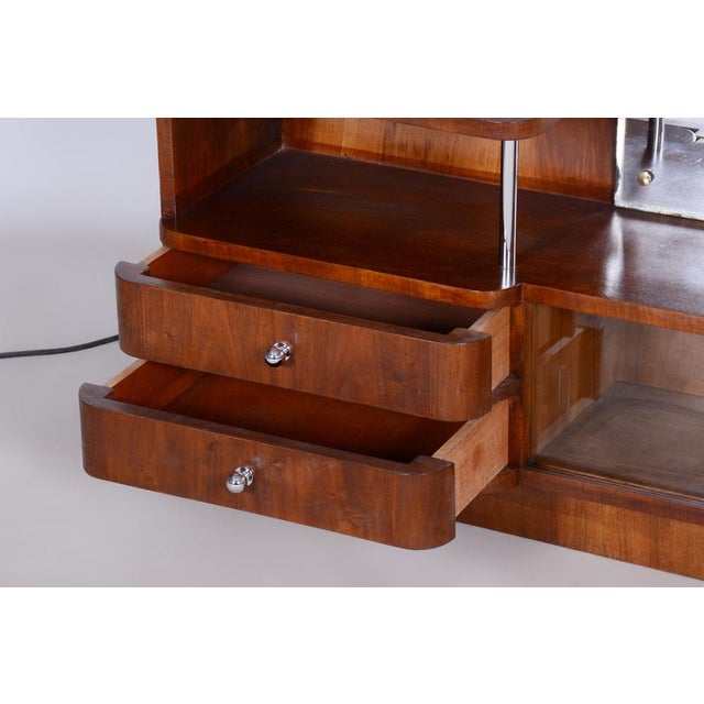 Art Deco Dressing Mirro in Glass & Walnut attributed to R. Slezak, Czech, 1930s For Sale - Image 10 of 15