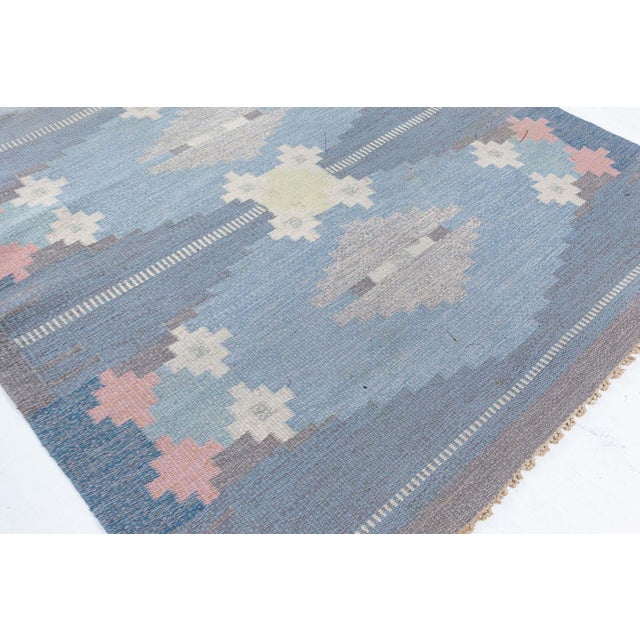 Textile Doris Leslie Blau Vintage Swedish Flat-Weave Rug by Ingegerd Silow For Sale - Image 7 of 8