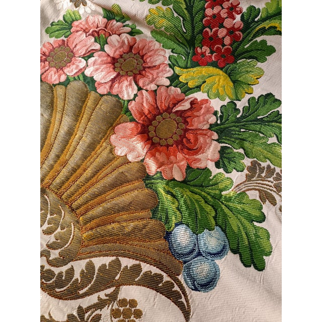 Lyon Rare Run of Silk Taffeta Lampas Silk and Gold Embroider For Sale - Image 6 of 12