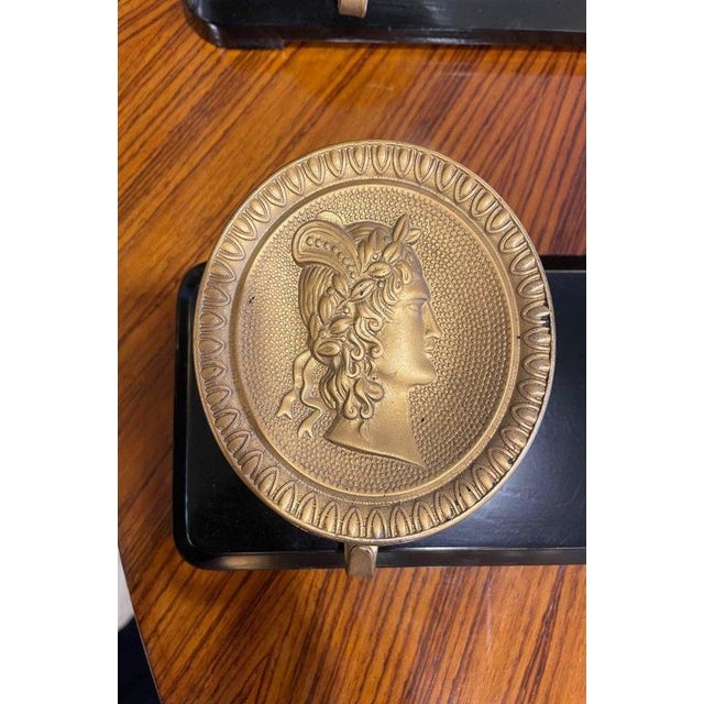 1950s Ebonized Wood Coat Rack with Brass Medallions, 1950s For Sale - Image 5 of 13