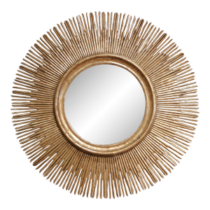 Large Vintage Italian Carved Gilt Wood Beveled Glass Sunburst Wall Mirror