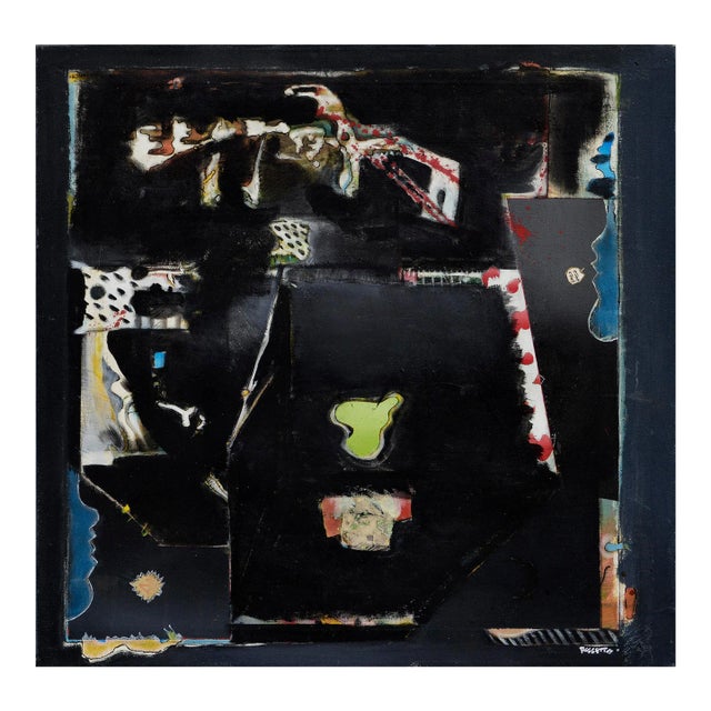 Abstract Expressionist Composition on Black by Ross H. Pollette For Sale
