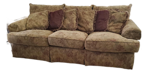 Vintage Thomasville Traditional English Skirted Pillowback Sofa in Earth Tones