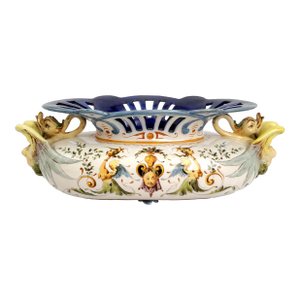 Antique Majolica Compote Jardiniere by Richard Ginori 19th Century Raffaellesco Grotteschi