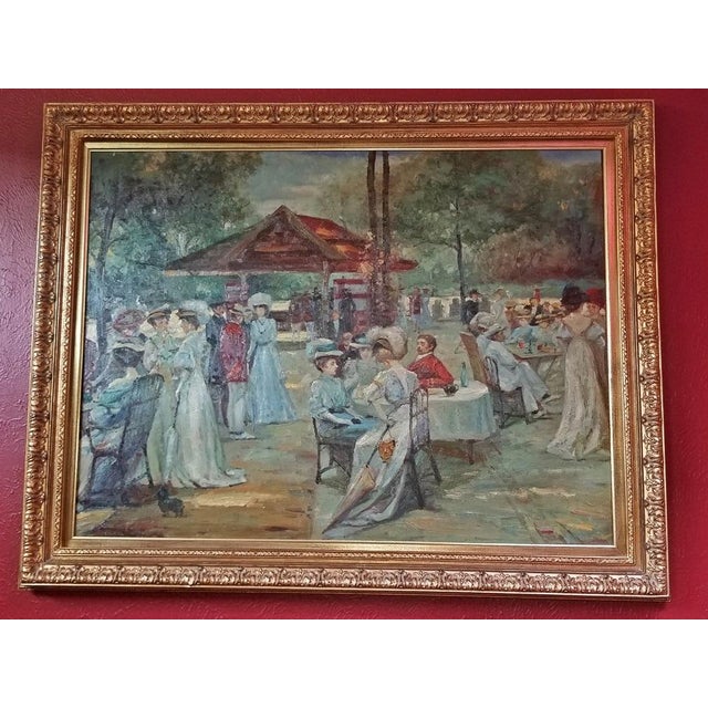 19c French Impressionist Oil on Canvas of Picnic Scene Chairish