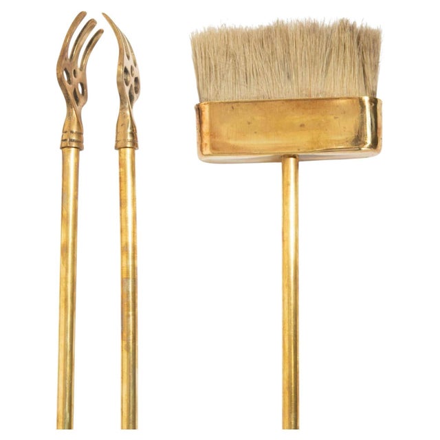 Vintage French Solid Brass Duck Head Fireplace Tool Set, Maison Jansen Style, 19 For Sale - Image 14 of 17