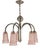 Art Deco Chandelier with Etched Pink Glass Shades, 1930s For Sale