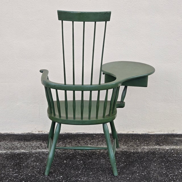 1960s 1960s Vintage Windsor Writing Chair by Barnard & Simonds Co. In Green For Sale - Image 5 of 15