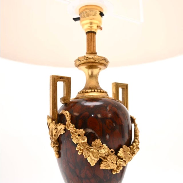 Metal Antique French Marble and Gilt Bronze Lamps, 1890, Set of 2 For Sale - Image 7 of 11