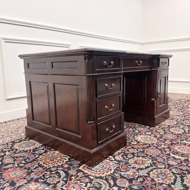 English Chesterfield Partner Desk For Sale - Image 5 of 18