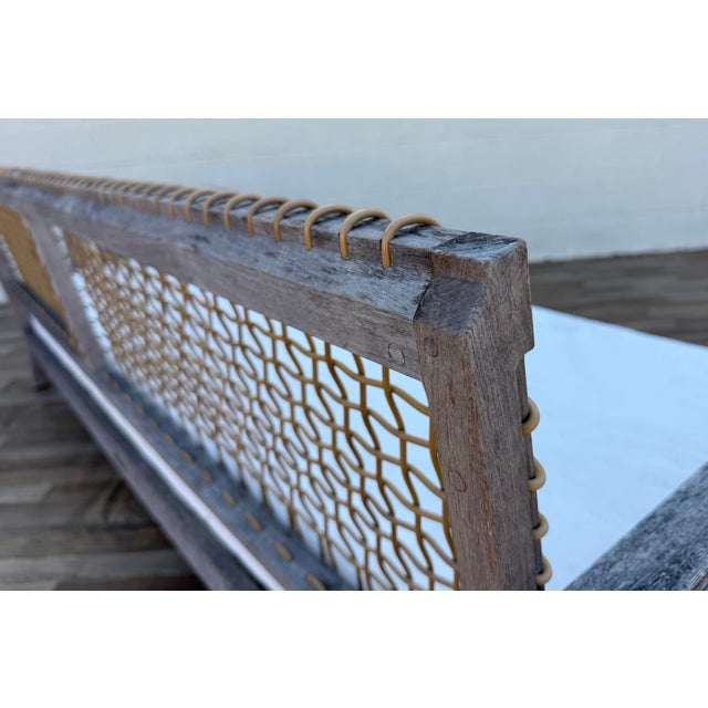 Henry Hall Serene Collection Outdoor Teak Daybed Sofa With Woven Waprolace Back | Premium Patio Lounge For Sale - Image 12 of 18
