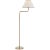 Marie Flanigan by Visual Comfort Signature Rigby Medium Bridge Arm Floor Lamp in Soft Brass and Natural Oak with Linen Shade For Sale