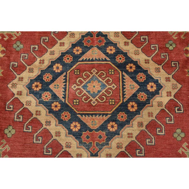 Textile Kazak Rug 11′ X 14’9” Red Wool Tribal Hand-Knotted Oriental Carpet For Sale - Image 7 of 15