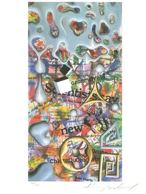 News Now, United Nations, Kenny Scharf Lithograph