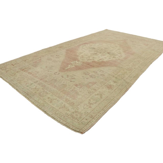 Vintage Turkish Oushak Gallery Rug with Rustic Arts & Crafts Style 05'07 x 10'02. This hand-knotted wool vintage Turkish...