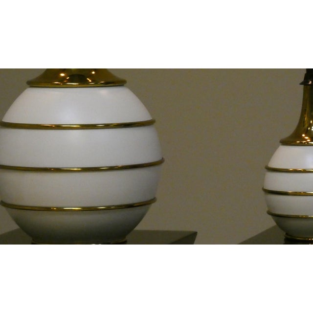 Hollywood Regency Table Lamps with Brass Details by Tommaso Barbi, Italy, 1970s, Set of 2 For Sale - Image 6 of 18