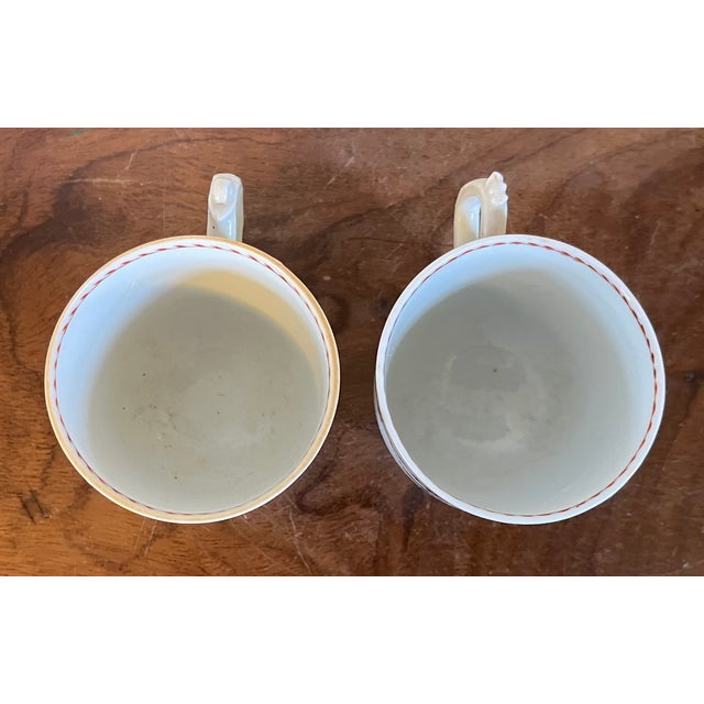 Antique Early 19th Century Chinese Export Porcelain Marriage Tea Cups With Flower Garlands, Birds & Monogram Cipher Circa 1800 - A Pair For Sale - Image 9 of 11