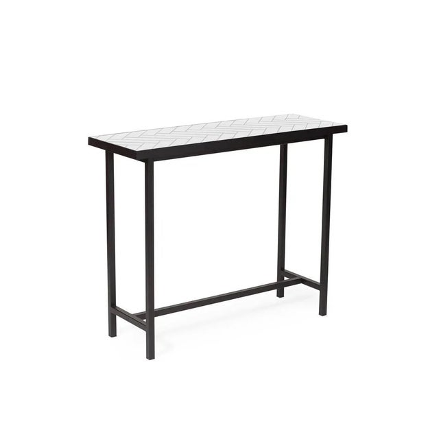 Contemporary Herringbone Tile Console Table in White Tiles Black Steel by Warm Nordic For Sale - Image 3 of 4