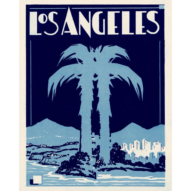 Contemporary Vintage Deco La Print in Blue For Sale - Image 3 of 3