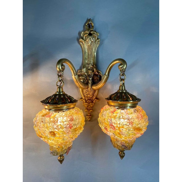 1980 Louis XVI Gold Bronze Wall Lamp Sconce Pair - 2 PCS For Sale - Image 13 of 15