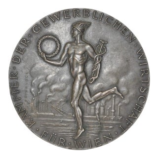 Edwin Grienauer "Chamber of Commerce, Vienna" Bronze Medallion c.1950s For Sale