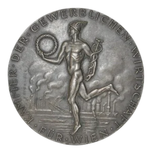 Edwin Grienauer "Chamber of Commerce, Vienna" Bronze Medallion c.1950s