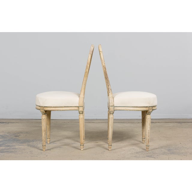 Antique French Louis XVI Style Lyre Back Painted Dining Chairs - Set of 6 For Sale - Image 15 of 18