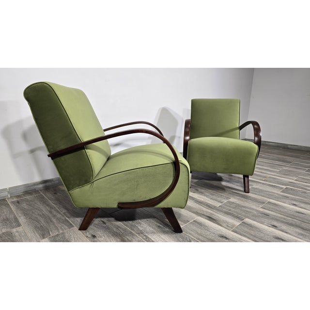 Wood Set of Lounge Chairs by Jindrich Halabala, 1940s For Sale - Image 7 of 11