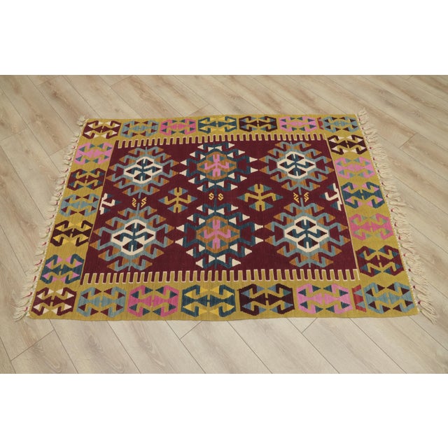 Tribal 1980s Tribal Style Turkish Handmade Oushak Kilim Rug For Sale - Image 3 of 13