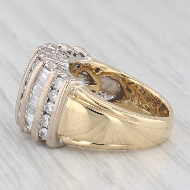Modern 1.34ctw Baguette Diamond Ring 18k Yellow Gold Size 5.25-5.5 For Sale - Image 3 of 8