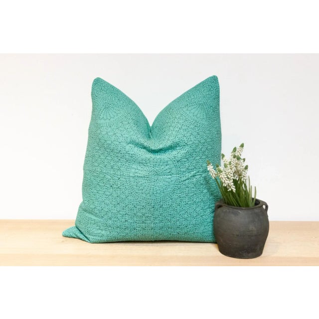 Textile Jade Hand-Stitched Pillow Cover For Sale - Image 7 of 7