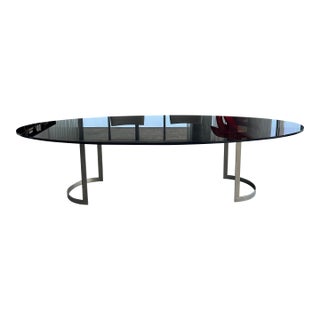 Artefacto Brand Modern Glass Table With Steel Base in Bronze Finish For Sale