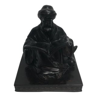 Vintage Bronzed Metal Man Reading Book For Sale