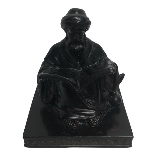 Vintage Bronzed Metal Man Reading Book For Sale
