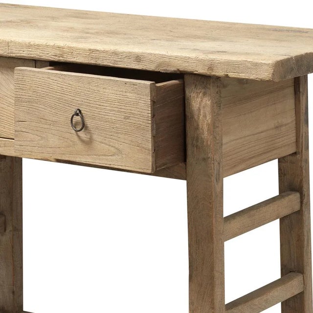 Natural Elm 2-Drawer Table, 1800s For Sale - Image 5 of 7