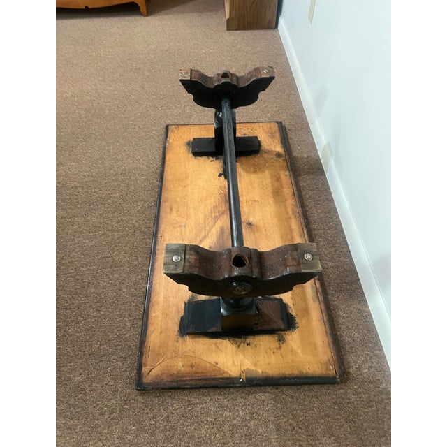 Early 20th Century Chinoiserie Black Hand-Painted, Trestle Coffee Table For Sale - Image 4 of 12
