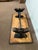 Early 20th Century Chinoiserie Black Hand-Painted, Trestle Coffee Table For Sale - Image 4 of 12